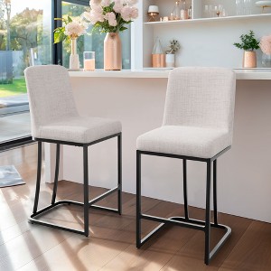Dovelina Modern Linen Upholstered Barstool Set of 2 - 1 of 4