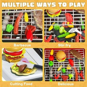 Grill Playset,Toy with Smoke Sound, Light Wheel, Movable Pretend Kitchen Toy Birthday Gift - 1 of 4