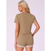 INSPIRE CHIC Women's Ribbed Knit Short Sleeve Tops with Lace Trim Shorts 2 Pcs Pajamas Sets - 3 of 4