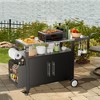 LOVMOR Outdoor Grill Cart with Storage,Patio Kitchen Island with WheelsHooks and Spice Rack,Waterproof Outdoor Grill Table,Movable BBQ Serving Cart - 4 of 4
