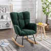 Indoor Rocking Chair Wingback Arm Chair Tufted Upholstered Teddy Fabric Nursery Room Rocking Chair With Solid Wood Base-Maison Boucle - 2 of 4