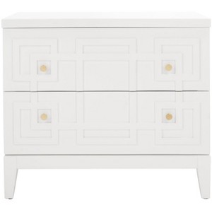 Luiza 2 Drawer Nightstand - NST6602 - White/Gold - Safavieh - 1 of 4