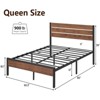 Farmhouse Full/Queen Size Metal Bed Frame with Rustic Wood Headboard - 2 of 4