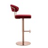 Whiteline Modern Living Nova Barstool, Red Velvet Seat, Adjustable Height, Rose Gold Stainless Steel Base - 4 of 4