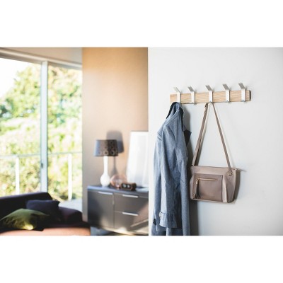 Modern Urban Walnut and Steel Adjustable Wall-Mounted Coat Hanger