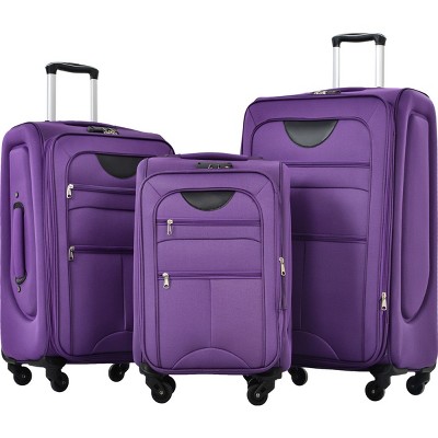 3-Piece Softside Luggage Set,Carry On Suitcase,Medium and Large Expandable Suitcases with Spinner Wheels and TSA Lock (20"/24"/28")–Cuddlewood
