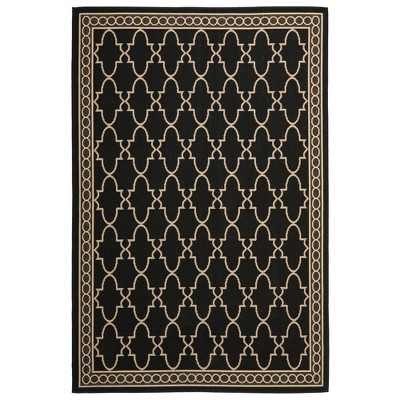 4'X5'7" Rectangle Gibson Outer Patio Rug  Black/Beige - Safavieh