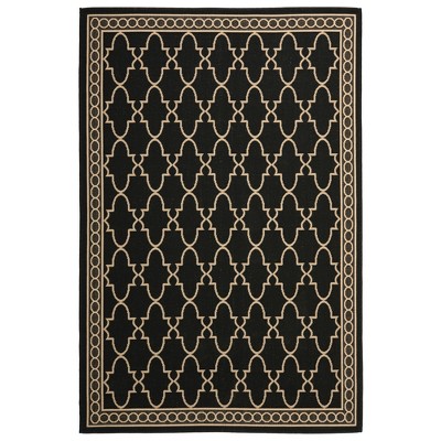 5'3"X7'7" Gibson Outdoor Patio Rug  Black/Beige - Safavieh