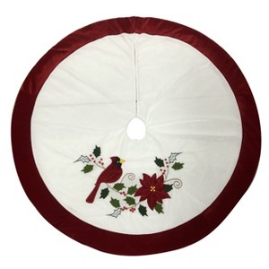 Season's Designs 48In White Tree Skirt W/ Cardinal Design - 1 of 1