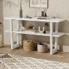 MAYEERTY Console Table with Marble Effect Top Open Shelf For Hallway Living Room Antique White - 2 of 4