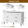 47inch White 7 Drawer Dresser, Double Dresser Chest of Drawers, Modern Wood Storage Organizer with Black Metal Handles & Anti-Tipping Device - 3 of 4