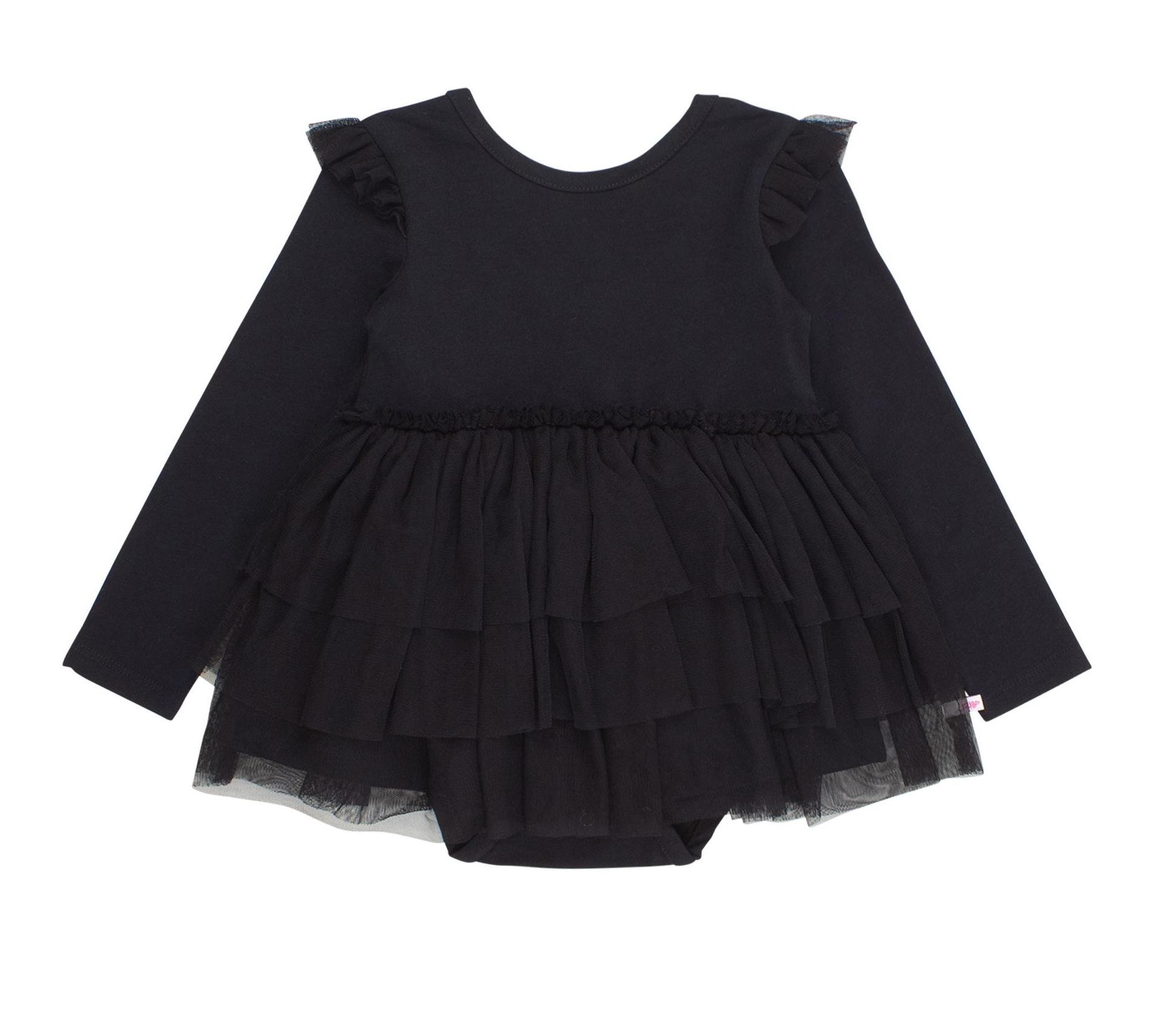 RuffleButts Baby Girls Flutter Tulle Long Sleeve Twirl Romper