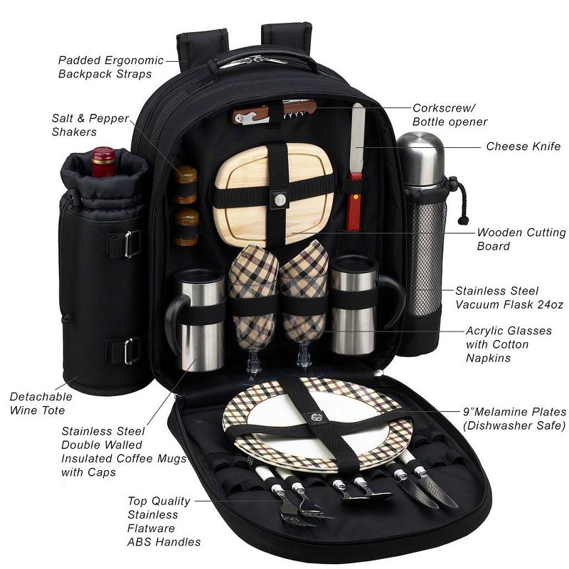 Picnic at Ascot - Deluxe Equipped 2 Person Picnic Cooler Backpack with Coffee Service & Insulated Beverage Holder, 2 of 4