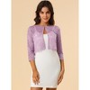 Allegra K Women's Elegant 3/4 Sleeve Sheer Floral Lace Cropped Bolero Shrugs - 3 of 4