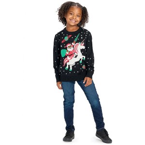 Tipsy Elves Kids Santa Unicorn Ugly Christmas Sweater - Funny Ugly Christmas Sweater for Holiday Parties - 1 of 1
