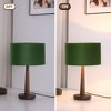 HBEZON 18.5'' Walnut Table Lamp with Green Round Velvet Shade for Bedroom, Living Room, Dining Room, Office, Study - 2 of 4