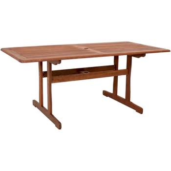 Sunnydaze Outdoor Meranti Wood with Teak Oil Finish Family Rectangular Patio Dining Table - 6' - Brown