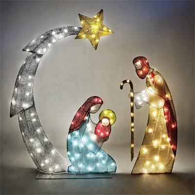 SYNCFUN 5FT 3D Christmas Nativity Scene Yard Light with LED Lights for Indoor Outdoor Garden, Lawn, Christmas Event, Christmas Eve Night Decoration