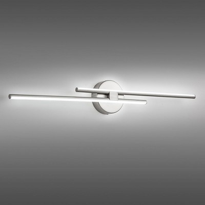 LLHZSY Minimalist Linear LED Vanity Light Dimmable Metal Wall Sconce - 31 1/2 inches - Nickel/6000K Cool White Light
