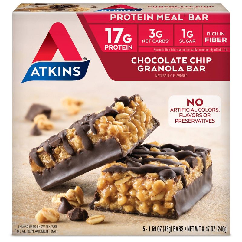 Atkins Chocolate Chip Granola Protein Meal Bar, 1 of 9