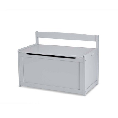 Gray Wooden Toy Chest with Safety-Hinged Lid