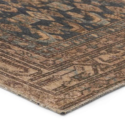 Reeves Vintage Medallion 3' x 26' Blue Synthetic Area Rug