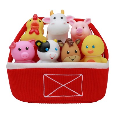 Magic Years Farm Finger Puppets and Squirt Toy Basket Set - 7pc