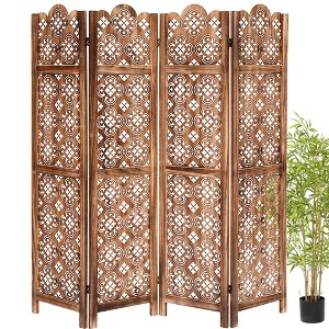 6-Panel Rustic Wood Room Divider - 67" Farmhouse Privacy Screen, for Christmas Home Decor, for Home Office, Bedroom, Garden & Terrace - 1 of 4