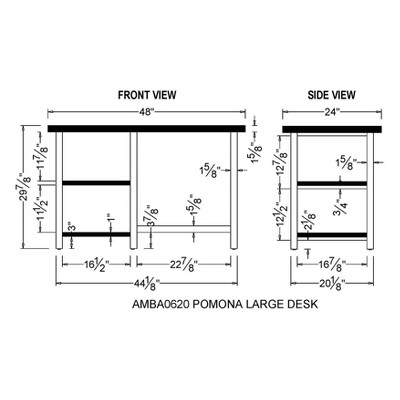 Pomona 48" Medium Brown Birch Wood Desk with Metal Legs