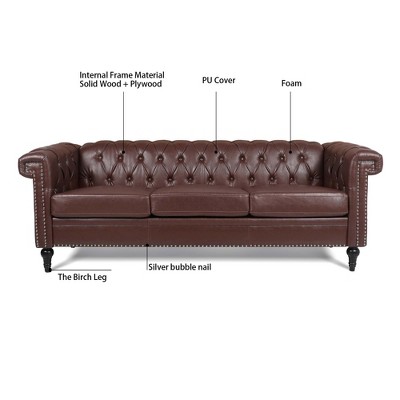 Upholstered 3 Seat/1 Seat Sofa Couches With Nailhead Accents, Scrolled ...