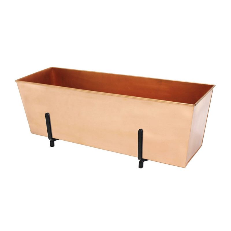 ACHLA Designs 23.25&#34; Wide Copper Plated Galvanized Steel Planter Box, Rectangular, with Rail Brackets, Weather Resistant, Durable, 2 of 3