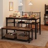 4-Piece Wood Farmhouse Dining Table Set with Bench and Chair,Table with Built-in Storage Shelves, Space-Saving Rectangular Table Set for 4 - 3 of 4