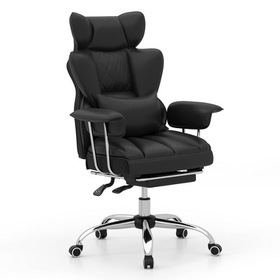 Costway 400 LBS Big & Tall Office Chair with Adjustable Height Reclining Function Footrest Black