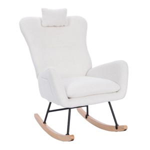 Upholstered Rocking Chair for Nursery or Living Room, Teddy Fabric Accent Glider with High Back and Cushion-The Pop Home - 1 of 4