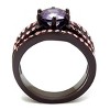 Slickblue Women’s Dual-Band Ring Set, Amethyst CZ with Pink & Clear Accents, Dark Brown Stainless Steel, Sizes 5–10 - 3 of 4