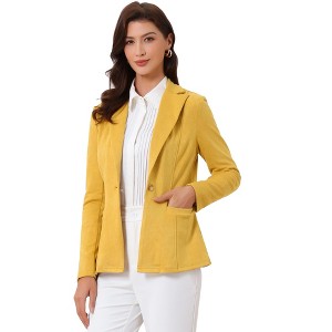 INSPIRE CHIC Women's Lapel Collar Long Sleeve Faux Suede Work Office Blazer - 1 of 4
