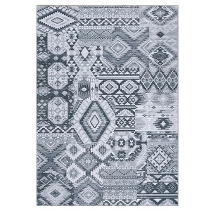 Washable Vintage Patchwork  Printed Rug Non Slip Low Pile Rug Soft Throw Floor Cover Foldable Indoor Carpet for Living Room Bedroom Playroom - 1 of 4