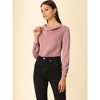 INSPIRE CHIC Women's Cowl Neck Long Sleeve Satin Blouse - 2 of 4