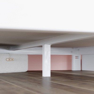 Arnav White King Metal Platform Bed Frame with Slats