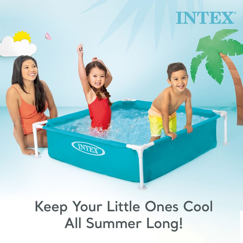 Intex 4 Foot x 12 Inch Miniature Durable Vinyl Outdoor Above Ground Frame Kiddie Swimming and Teaching Baby Pool for Ages 3 and Up, Blue, 4 of 7