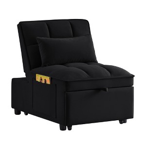 Ridstar 4-in-1 Multifunctional Convertible Single Sofa Bed with Storage Bag and Pillows For Living Room & Bedroom-Black - 1 of 4