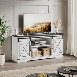 Jojoka Farmhouse TV Stand and Entertainment Center for TV Up to 65 Inches with Sliding Barn Doors and Adjustable Shelf - 1 of 4
