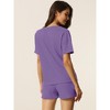 cheibear Women's Casual Pullover Short Sleeve Sleepshirt with Shorts Waffle Pajama Sets - 3 of 4