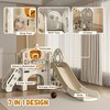 Vynxaria 7-in-1 Toddler Slide Playset, Kids Slide for Ages 1-6 with Ring Toss, Basketball Hoop, Telescope, Indoor Playground, Crawl Tunnel,White - 4 of 4