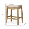 HomeRoots 26" Beige and Natural Fabric and Solid Wood Backless Counter Height Bar Chair - 3 of 4