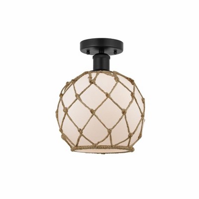 Farmhouse Rope - 1 Light Semi-Flush Mount In Industrial Style-10.75 Inches Tall and 8 Inches Wide
