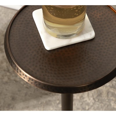 Sanzo Artisan-Crafted Round Metal Drink Table, 9x15" - Silver Finish