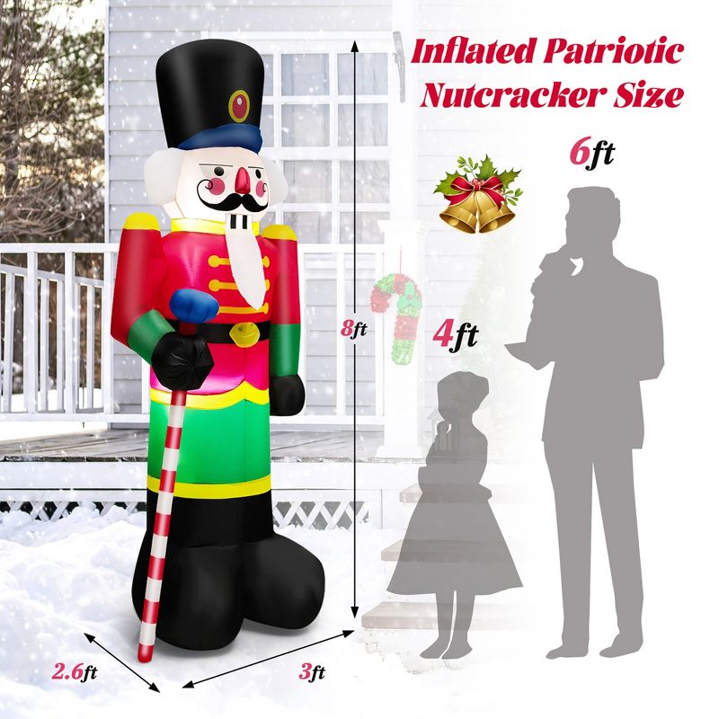 Costway 8FT Inflatable Nutcracker Soldier w/ 2 Built-in LED Lights, Sandbags & Air Blower, 3 of 9