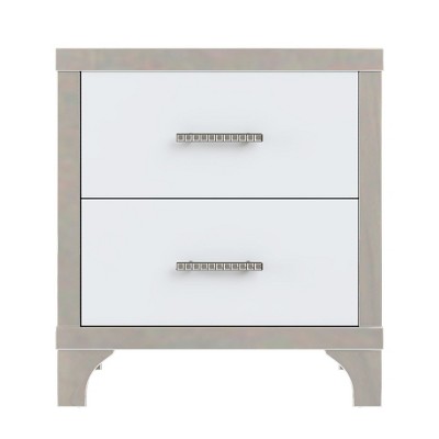 NicBex 15.7 inch Nightstand with 2 Drawers,Modern Side Table with Metal Handle and Solid Wood Frame,Bedside Table for Bedroom,Living Room,Black/White