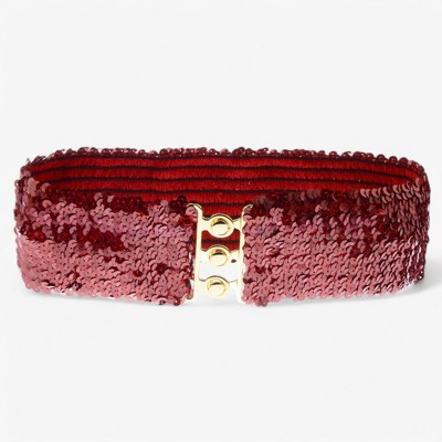 Anna-Kaci Wide Elastic Sequin Belt with Clasp for Women